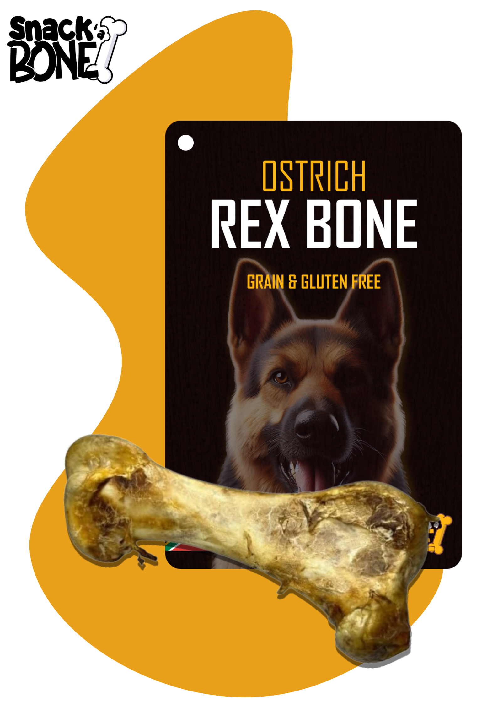 Snackabone Ostrich Rex Bone - Premium Ostrich Bones for Dogs